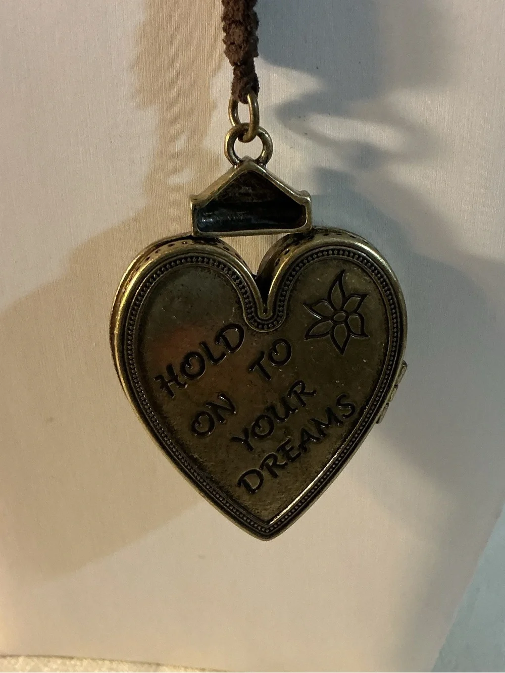 Turkmen Asyk Inspirational Heart Locket Inscribed Antique Bronze Pendant Necklac